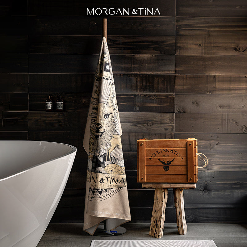 Artistic Bath Towel - The Four Stags of Yggdrasil