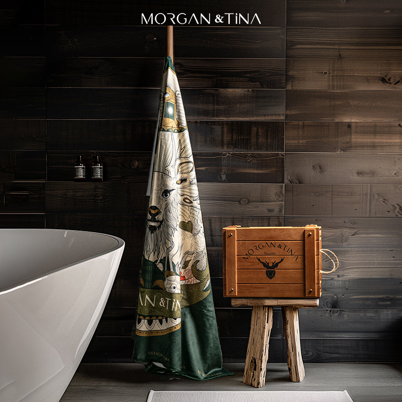 Artistic Bath Towel - The Four Stags of Yggdrasil